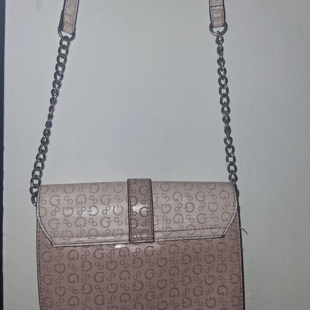 Guess Beige Monogram Crossbody Bag